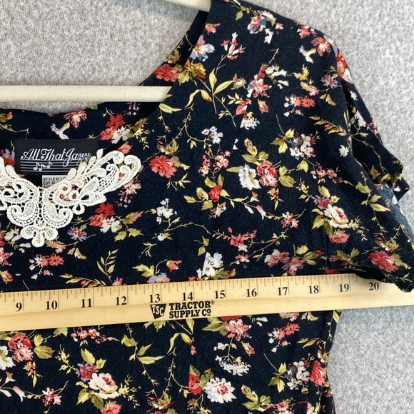 Vtg 90’s maxi dress 7/8 cinched waist clip cottagecore ditsy floral Friends - Picture 5 of 9